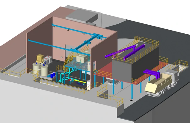 KW Angertal Faulschlammzentrifugenanlage 3d Animation