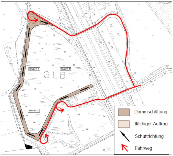 Bauphase 1 Rodung, Erhöhung und Verbreiterung der Außendämme