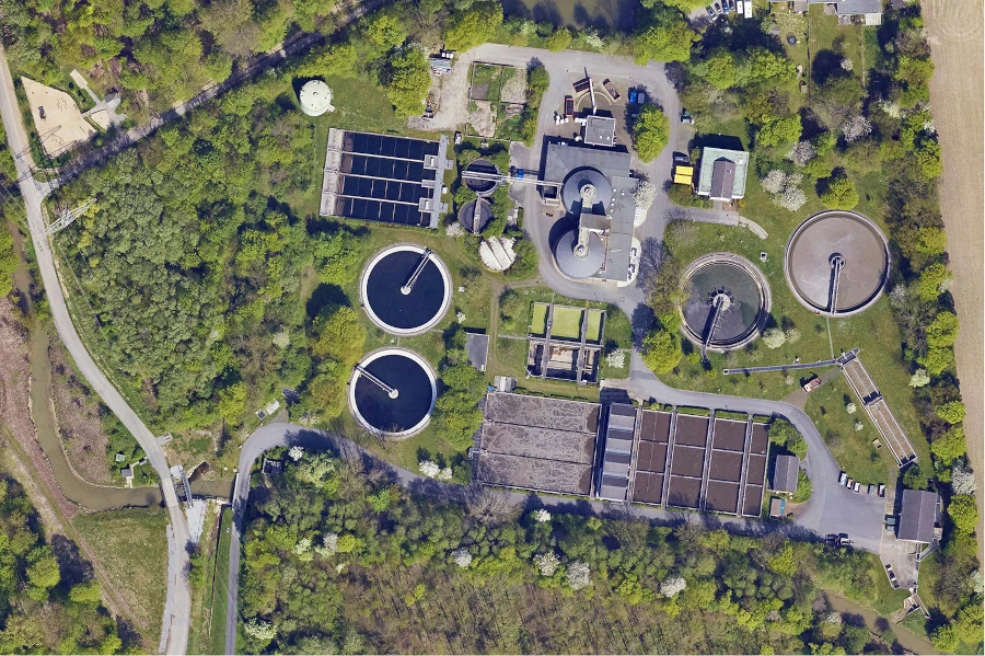 Klärwerk Ratingen aus der Luft fotografiert
